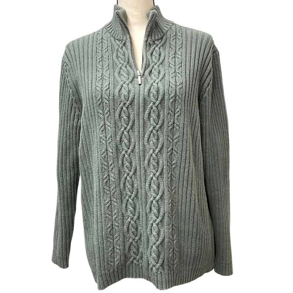 Lands' End Cable Knit 1/4 Zip Sweater L